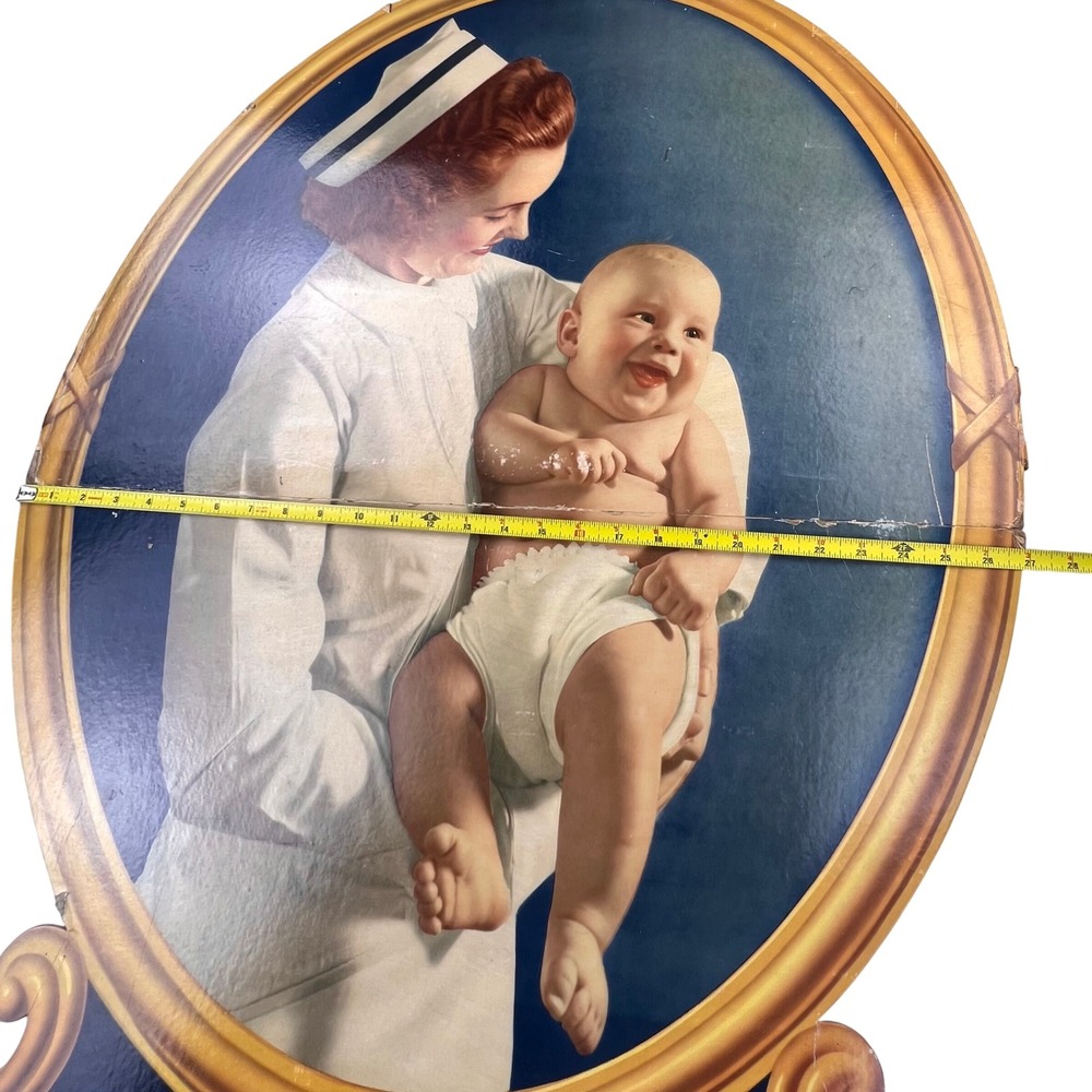 1940s Davol Nipples‎ Vintage Advertising X-LARGE SIGN 40" Cardboard Nurse Baby - Picture 5 of 16